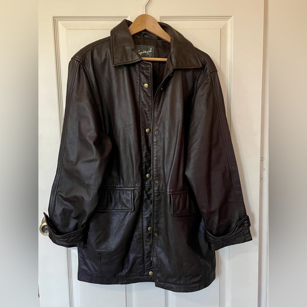 Vintage 90s Spiegel Dark Chocolate Brown Leather Jacket